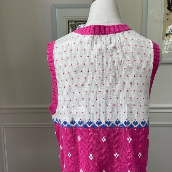 Vintage Quacker Factory Button Front Sweater Vest Novelty Mitten Knit Pink S - Picture 6 of 11